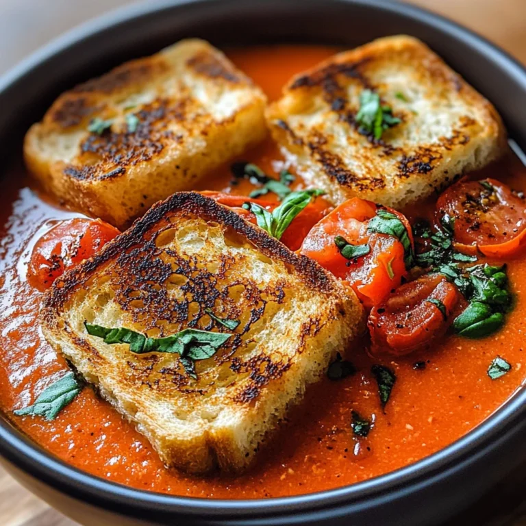 Chunky Tomato Soup with Grilled Cheese Twist