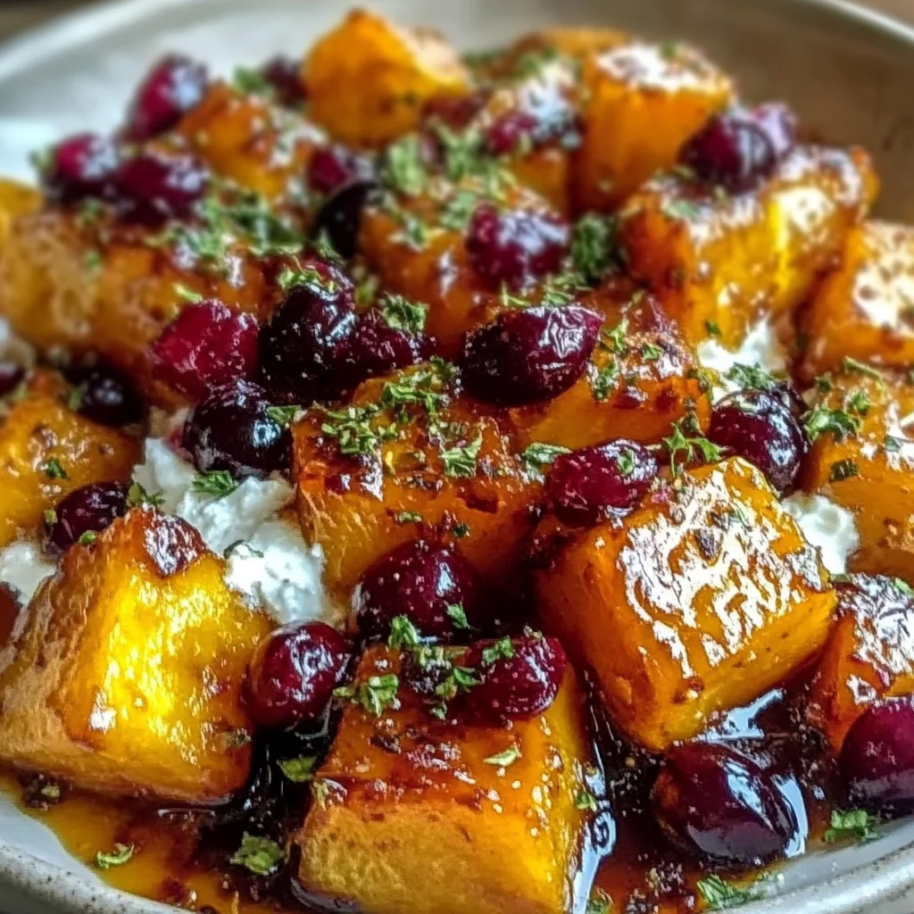 Caramelized Butternut Squash with Ricotta and Cranberry-Honey Drizzle