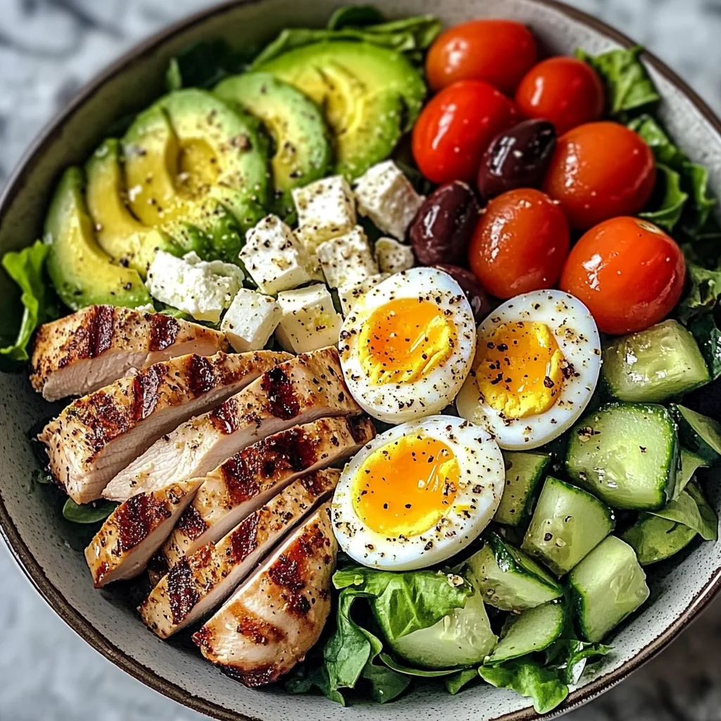 Mediterranean Power Salad with Grilled Chicken & Jammy Eggs