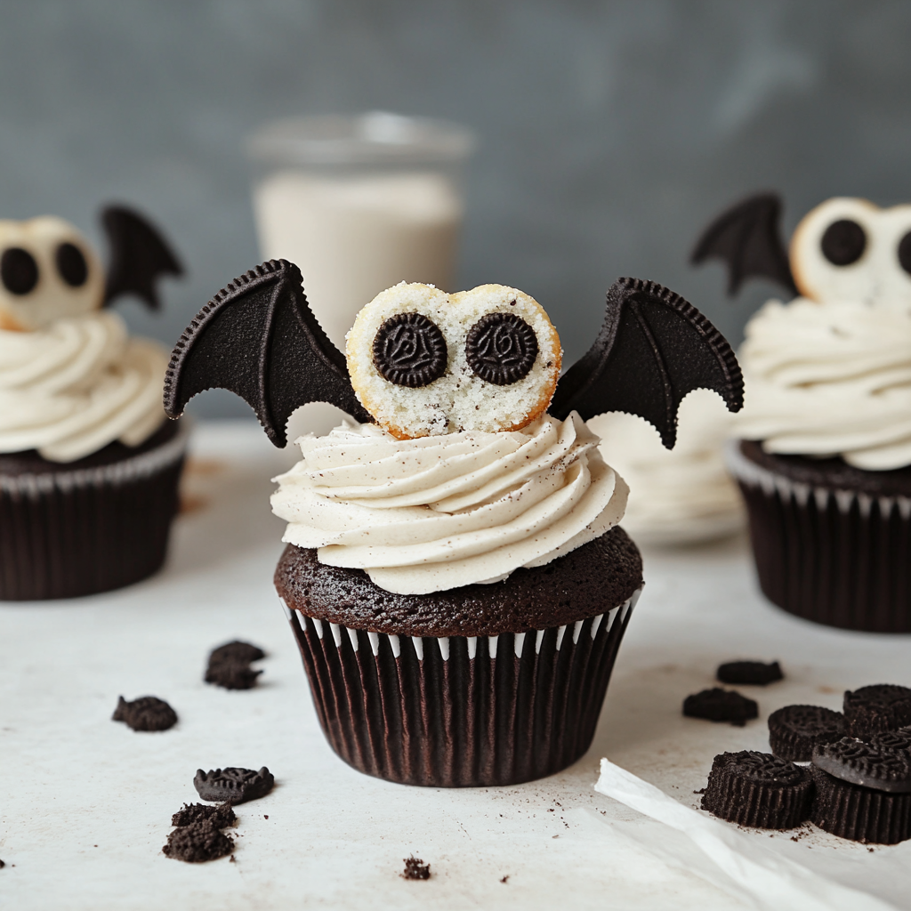 Vegan Oreo Bat Cupcakes
